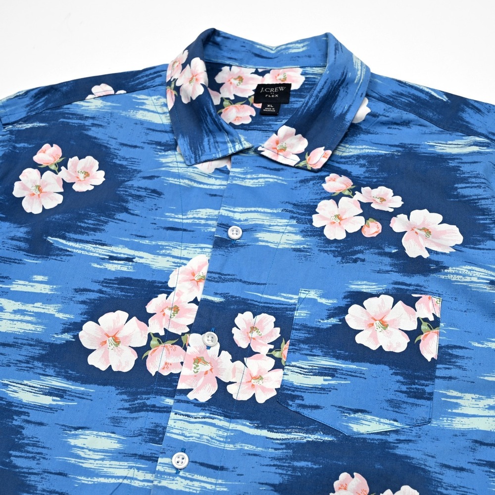 J Crew‎ Mens Floral Short Sleeve Flex Performance Stretch XL Button Up Shirt EUC